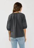 Lovestitch Regina Embroidered Puff Sleeve Button Down Top