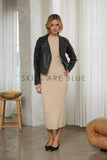 Lucia Distressed Moto Cropped Skies are Blue Jacket