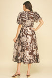 PINCH Marcie Paisley Puff Sleeve Midi Dress
