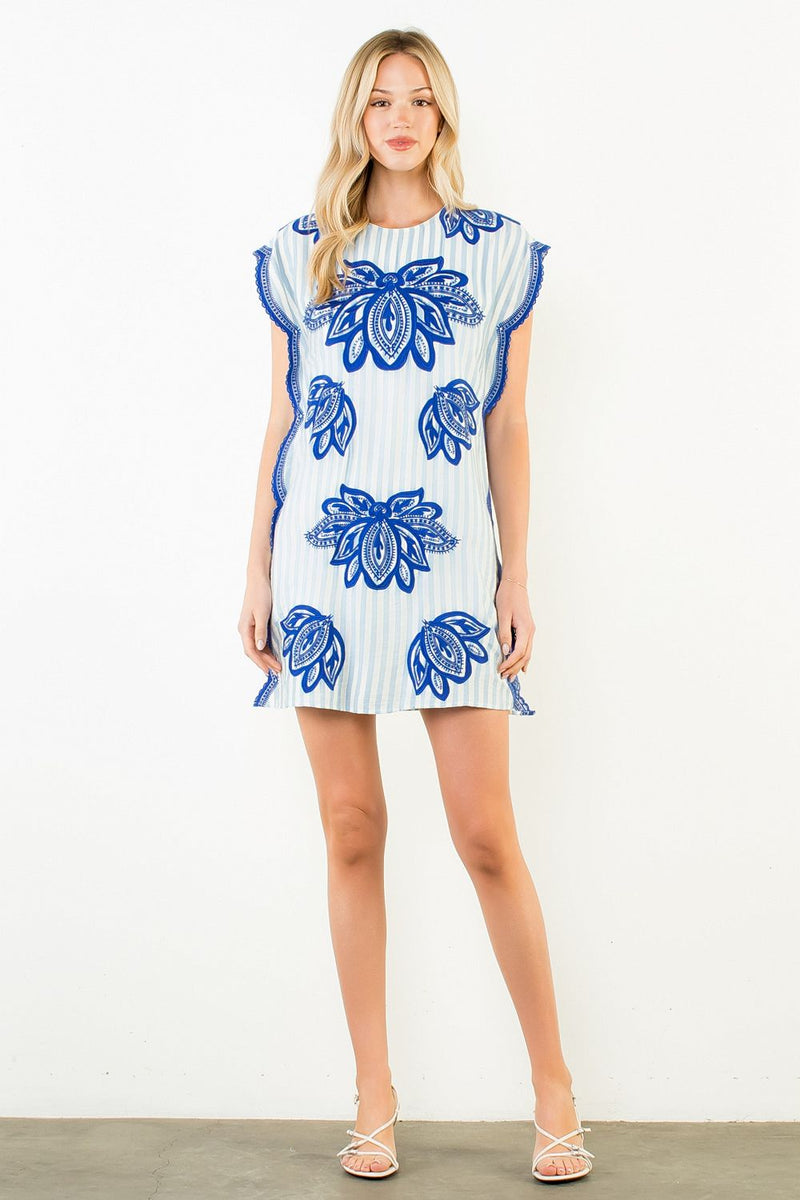 THML Ava Short Sleeve Embroidery Detail Striped Dress – Fig Tree ...