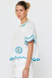 Carolyn Embroidered Scalloped Hem Current Air Blouse