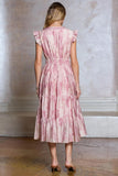 Nina Ruffled V Neck Tiered A Line Midi Current Air Dress