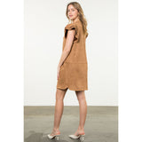 Leah Flutter Sleeve Suede Midi THML Dress