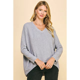 Sierra Heather Grey N-Neck Dolman Sleeves PINCH Sweater