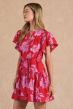 Kassie Floral Printed Flutter Sleeve Mini Current Air Dress