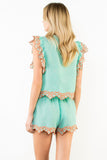 THML Lizeth Flutter Sleeve Embroidery Detail Top