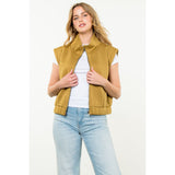 Jocelyn Striped Texture Zip Up THML Vest