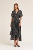 Elliana Unbalanced Skirt Floral Print Maxi Grade and Gather Dress