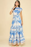 PINCH Teresa Geometric Pattern Tiered Maxi Dress