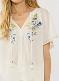 Lovestitch Lilly Floral Embroidered Button Down Top