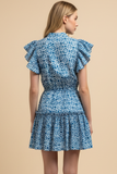 PINCH Eloise Geometric Ruffle Mini Dress