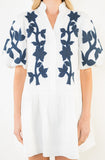 THML Valerie Embroidered Puff Sleeve Short Dress