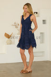 Nicole Scalloped Hem Eyelet Skies are Blue Dress