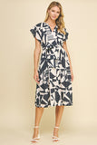 Marissa Navy Print Tiered Midi PINCH Dress