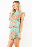 THML Lizeth Flutter Sleeve Embroidery Detail Top