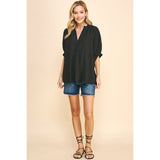 Linda V-Neck Tunic Pinch Top