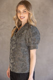 Evelyn Ruffled Neckline Floral VOY Top