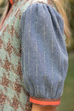 Cleo Stripe Denim Sleeve Houndstooth Tweed VOY Top