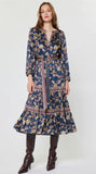 Kylie Long Sleeve Elastic Waist Tiered Current Air Dress