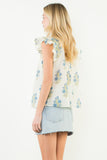 THML Marcia Flutter Sleeve Floral Pattern Top