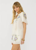 Lovestitch Lilly Floral Embroidered Button Down Top