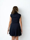 Liora Button Down Short Current Air Dress with Pleated Skirt
