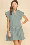 PINCH Hallie Stripe Ruffle Neck Tunic Mini Dress