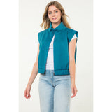 Jennifer Striped Texture Zip Up THML Vest