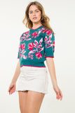 Rossana Floral Knit Short Sleeve THML Top