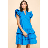 Jianna Blue Ruffle Tiered Mini PINCH Dress