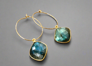 Amie Large Labradorite Hoop Earrings