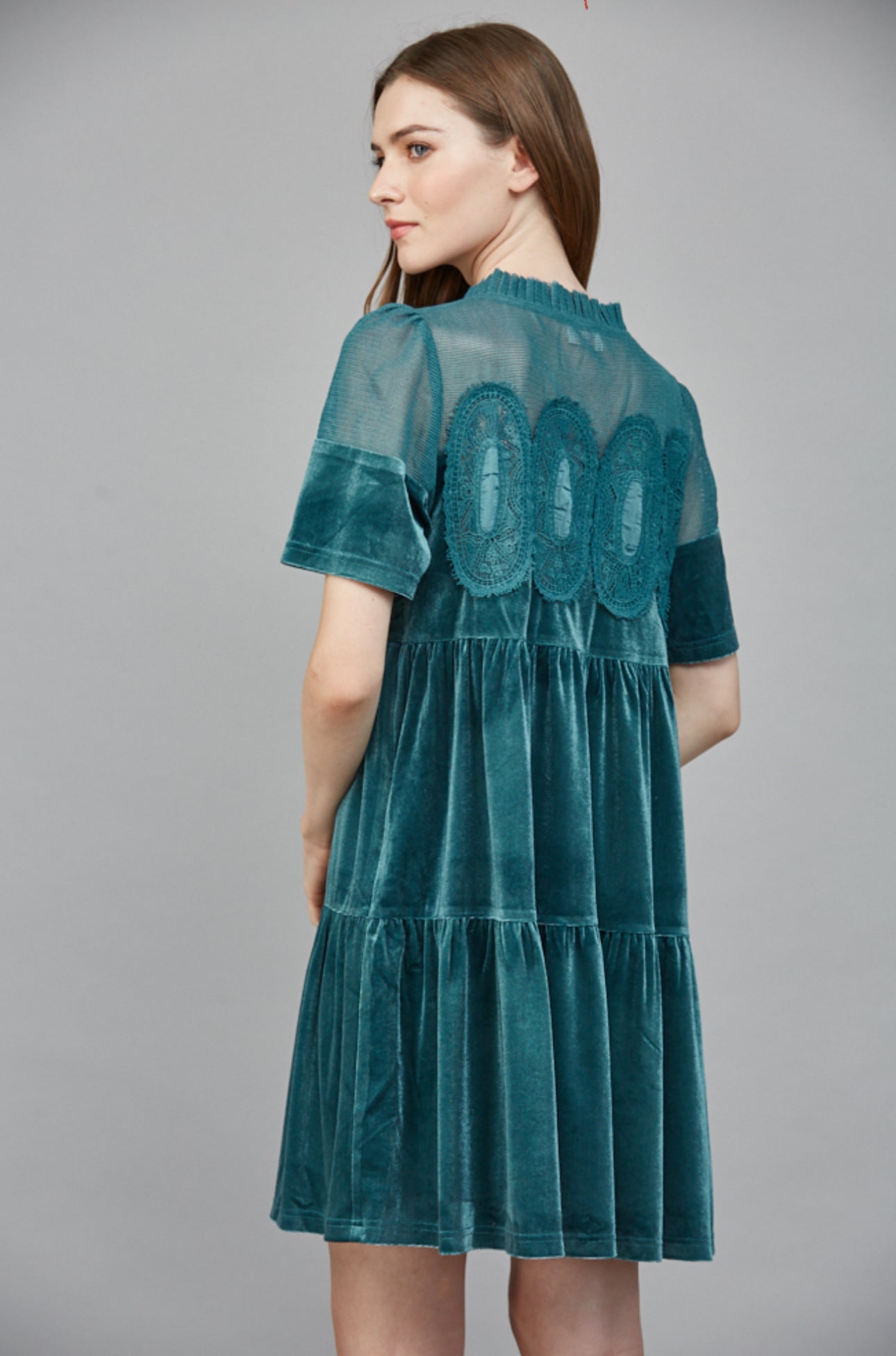 chinese dress ladies Sarah Lace Detail Velvet Fate Dress- Sale S