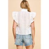 Brandi Buttondown Eyelet Embroidery Pinch Top SALE