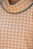 Natalie Cowl Neck Contrast Binding Detailed Houndstooth VOY Poncho