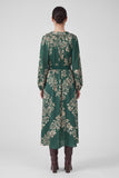 Maritza Long Sleeve Printed Maxi Current Air Dress with Buckle Belt