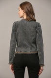 Sheri Braided Trim Washed Denim FATE Jacket