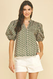 PINCH Jaylan Paisley Print V Neck Blouse