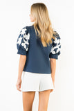 THML Ingrid Puff Sleeve Floral Embroidery Top