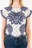 THML Aliana Short Sleeve Embroidery Detail Top