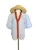 THML Adele Puff Sleeve Striped Top