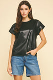 Adair Faux Leather Cap Sleeve Pinch Top
