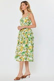 Kaila Lemon Print Sleeveless Tiered Midi Current Air Dress