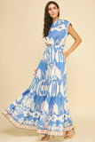PINCH Teresa Geometric Pattern Tiered Maxi Dress