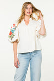 Hayden Embroidered Puff Sleeve THML Top