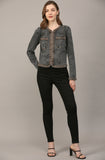 Sheri Braided Trim Washed Denim FATE Jacket