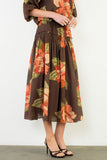 THML Ava Floral Print Skirt with Velvet Tie Waist