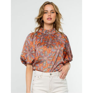 Julie Puff Sleeve Floral THML Top