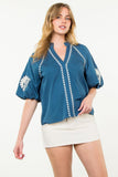 Melodie Embroidered Puff Sleeve THML Top