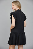 Kary Shoulder Zip Trim Ruffled High Neckline FATE Dress