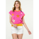 Peyton Short Sleeve Star Knit THML Top